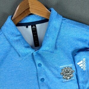 Adidas Polo Shirt Mens Large Blue Whistling Straits Heat Rdy Performance Golf